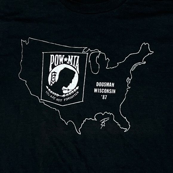 VTG POW MIA Dousman Wisconsin Single Stitch 1987 Crewneck Top Tee Tshirt - Picture 2 of 3